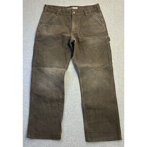 Carhartt 36x30 Brown Relaxed Fit Work Utility Carpenter Pants Canvas Men